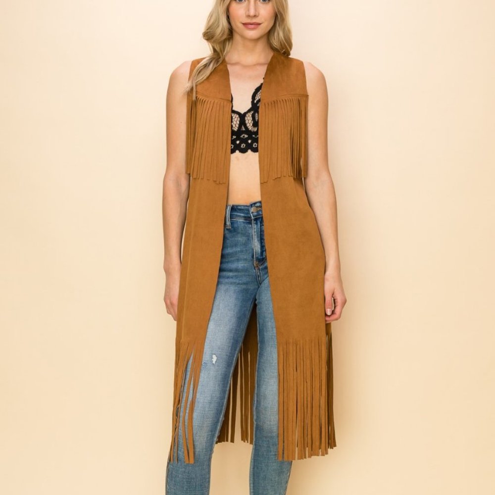 VOCAL faux suede fringe VEST (3-colors) western Stevie Nicks RODEO COWGIRL SM-XL